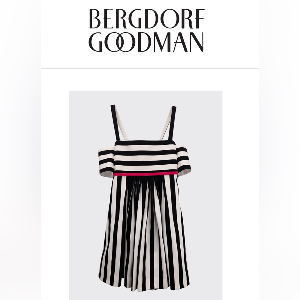 HELENA Girl's Black & White Striped Off-the-Shoulder Dress - Size 14 (NTW)